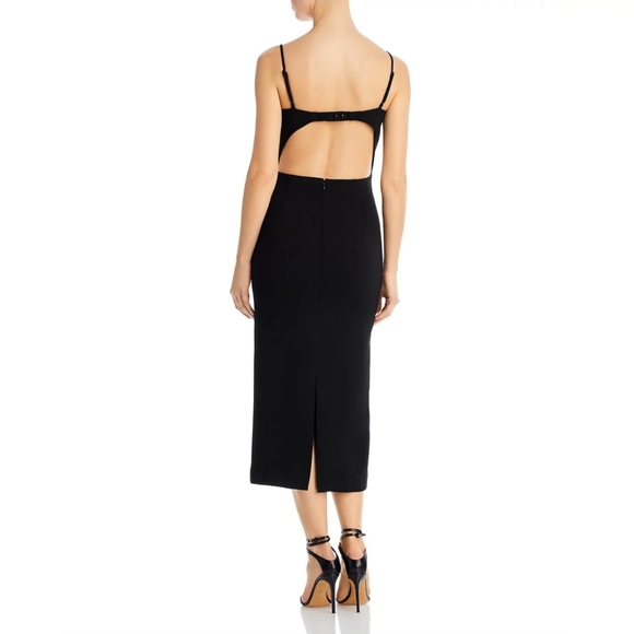 #165 Bardot Black Open Back Midi Dress NWT - Picture 2 of 5